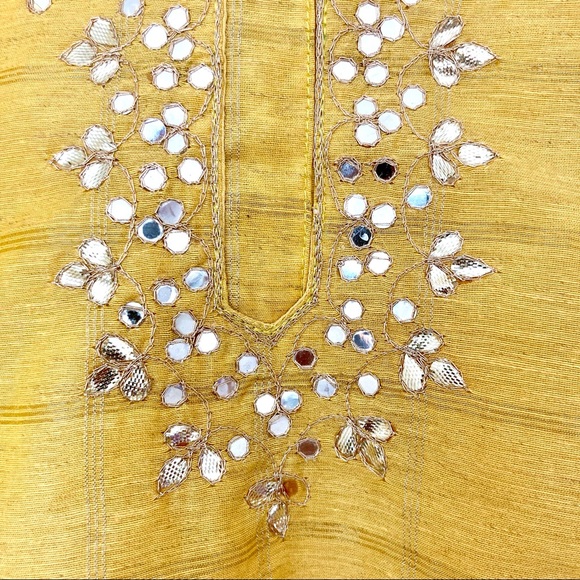 [NEW] Yellow INDIAN KURTA PALLAZO PANTS SET: Size:L - Picture 3 of 4